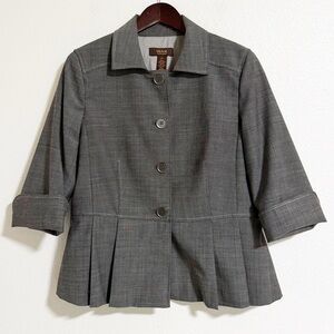 Victor Alfaro Wool Blend Pleated Peplum Hem Blazer